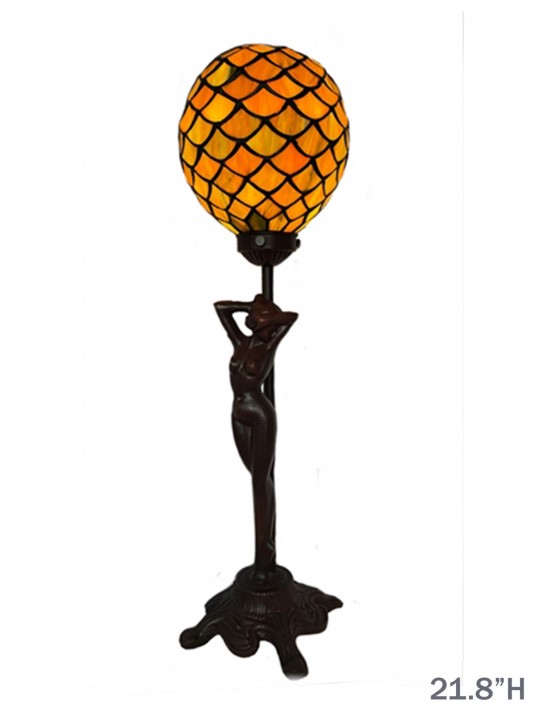 TIffany Table Lamp with a Standing Goddess
